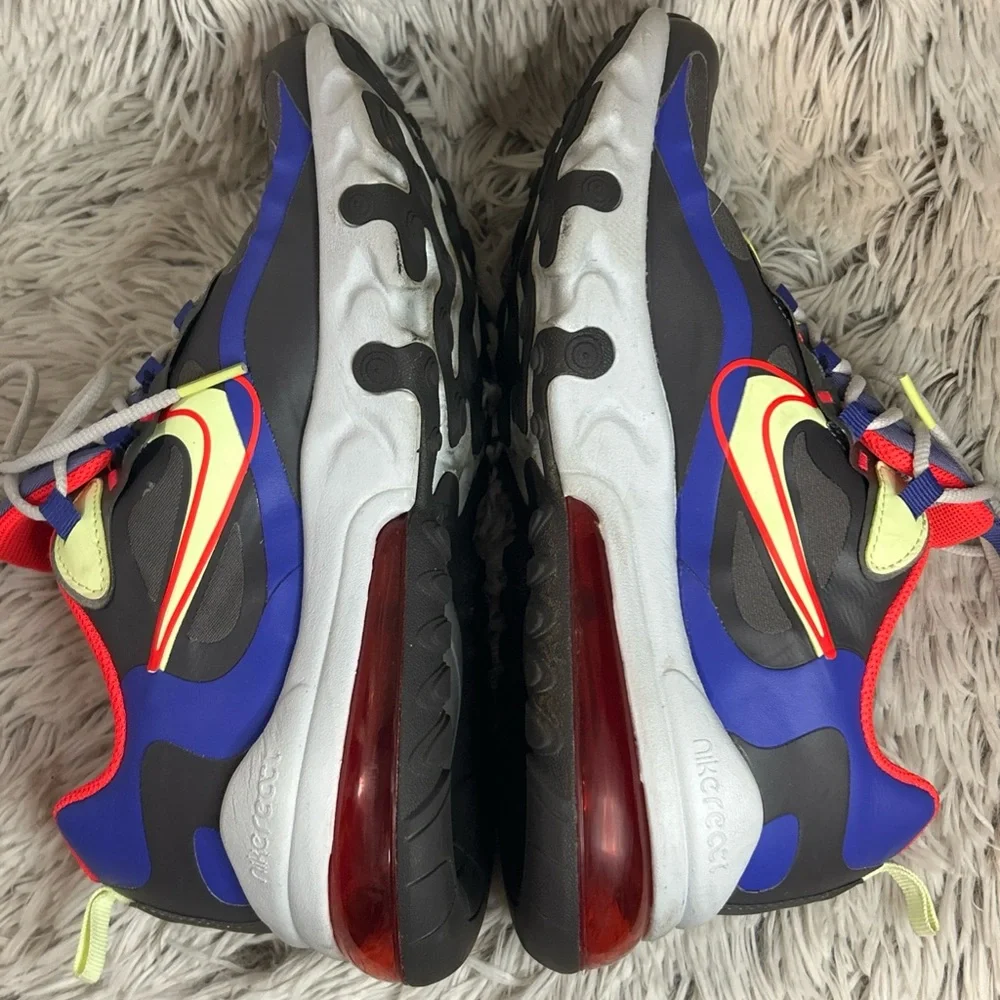 Nike Air Max 270 React GS Grey Volt Youth 6.5 Women's 8 Colorful‎ Running Shoes